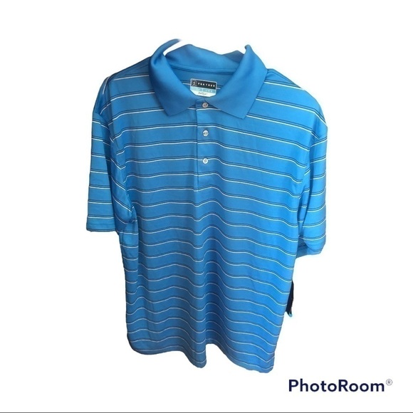 Pga Tour Men's Golf Performance Short Sleeve Three Color Stripe Polo Shirt - Picture 2 of 5